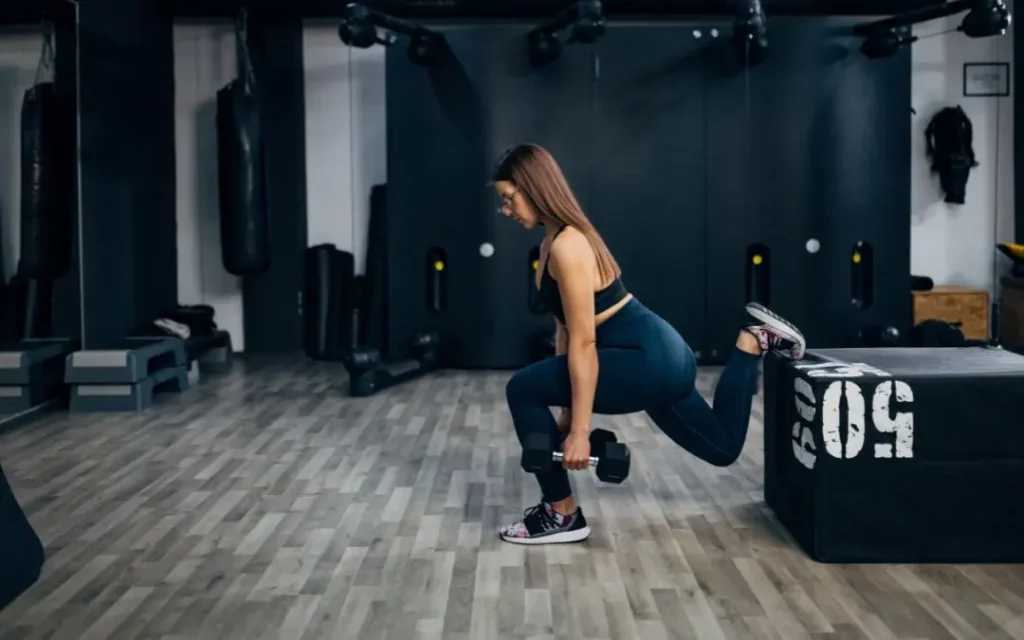 Bulgarian squat with dumbbells