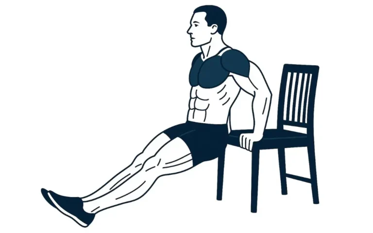 une illustration d'un sportif qui fait des dips sur chaise