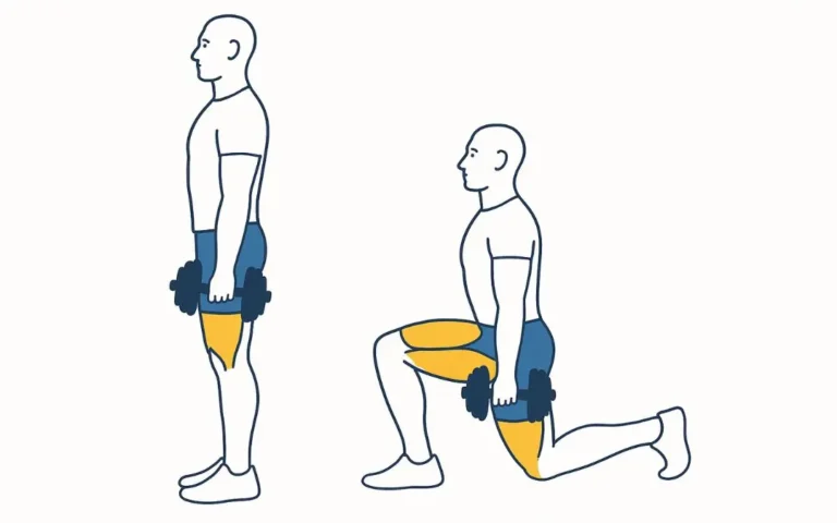 une illustration montrant un homme qui fait des fentes marchées