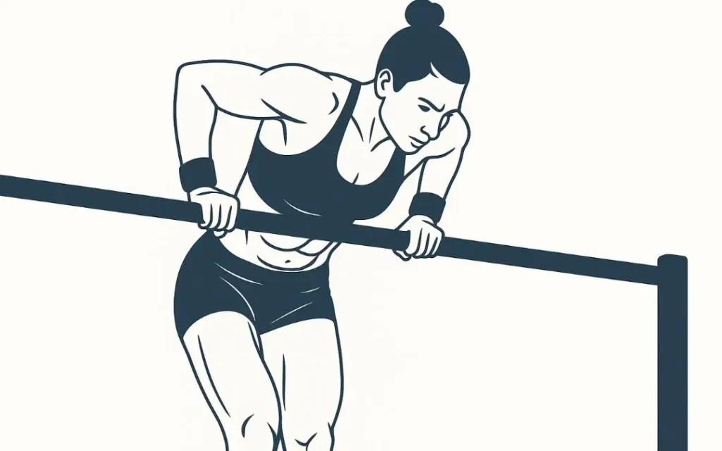 Illustration of a woman performing a muscle up