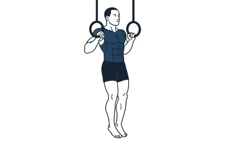 illustration d'une homme qui fait un muscle up anneaux