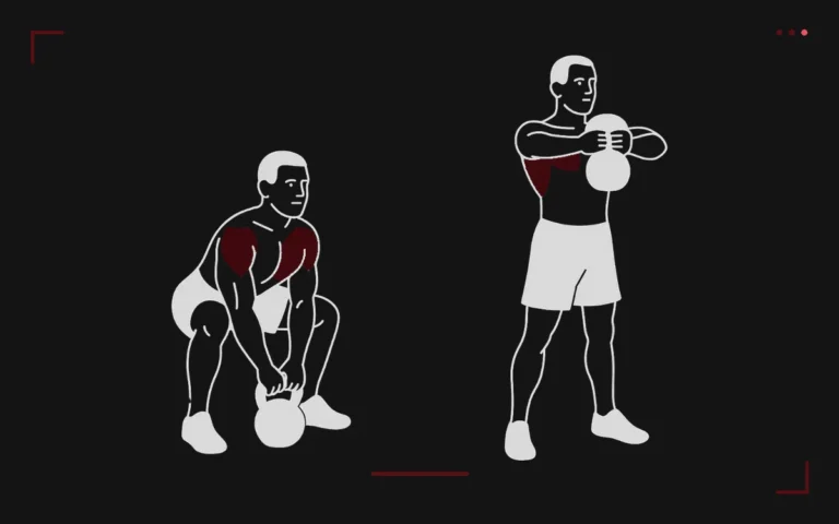 Kettlebell sumo squat: a man in a wide stance squatting with a kettlebell then standing up